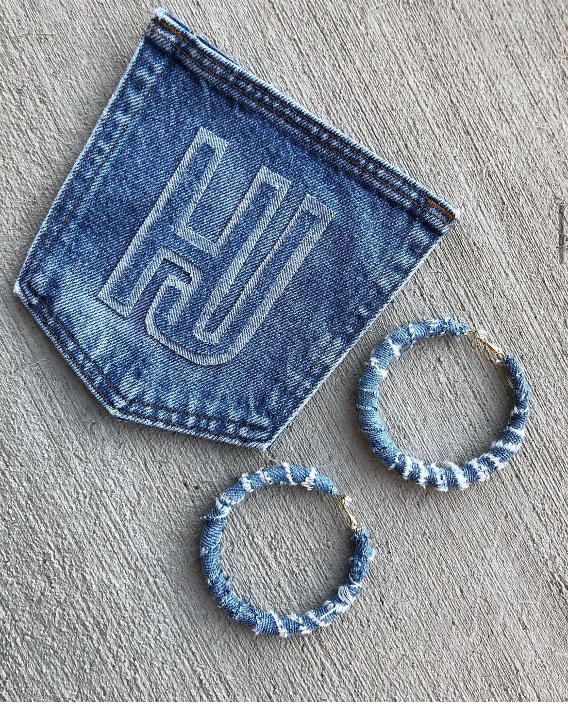 Large denim hoops