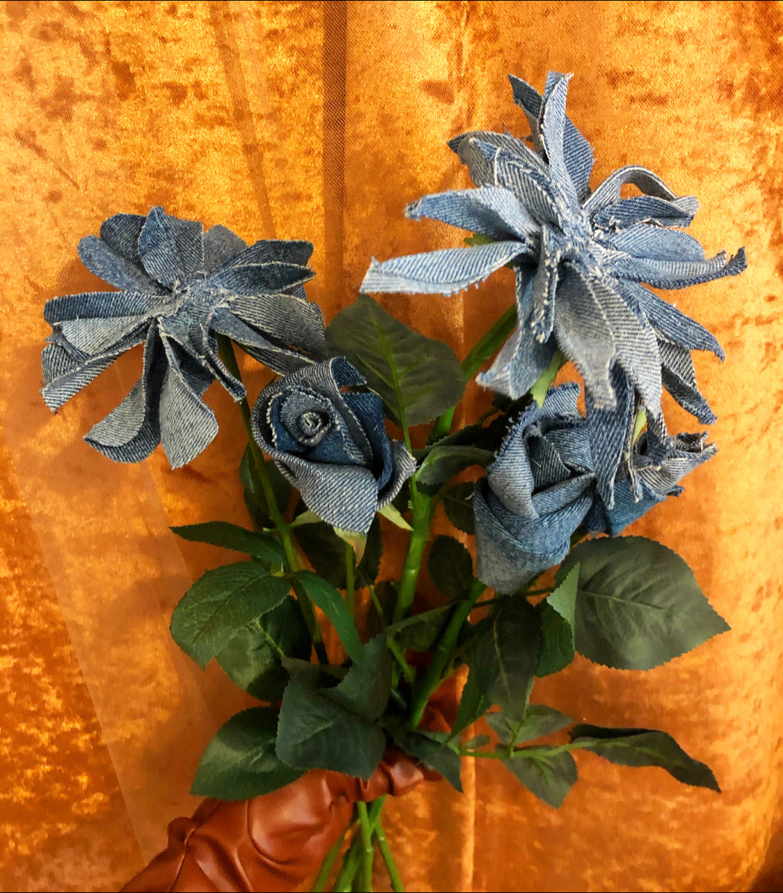 Denim flower bouquets.