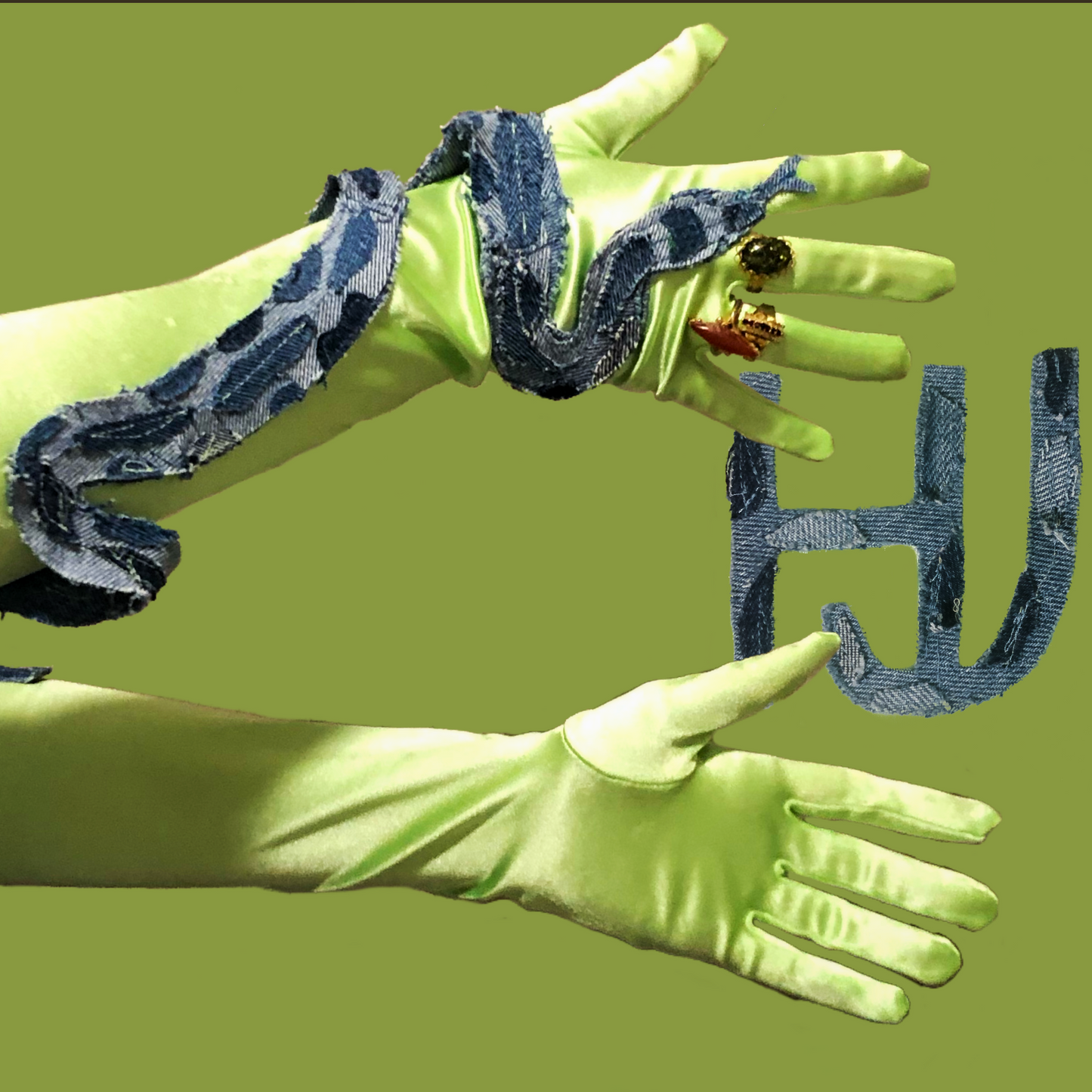Denim Snake Gloves