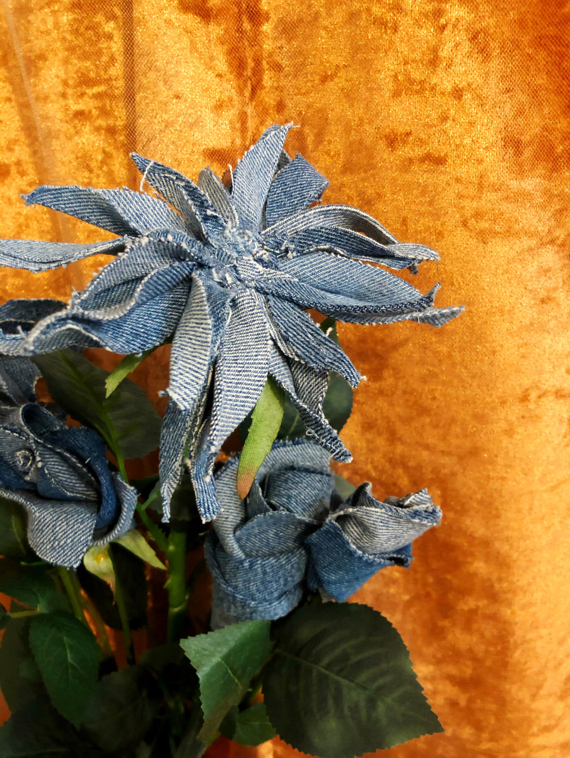 Denim flower bouquets.