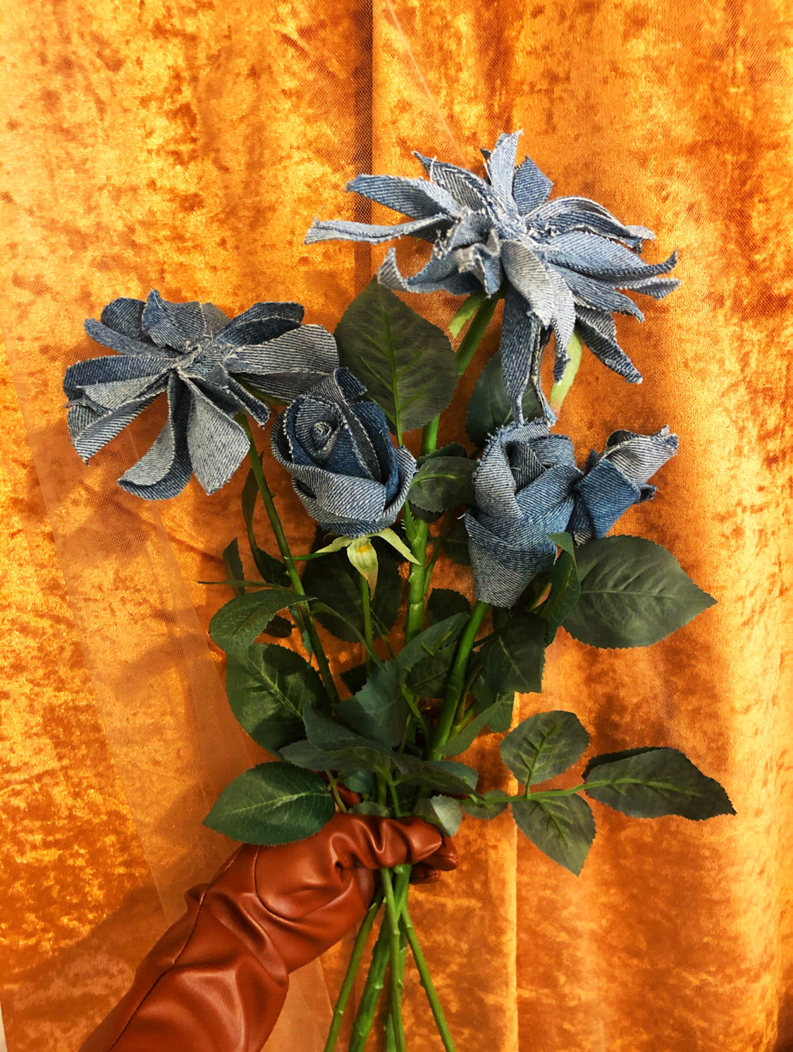 Denim flower bouquets.