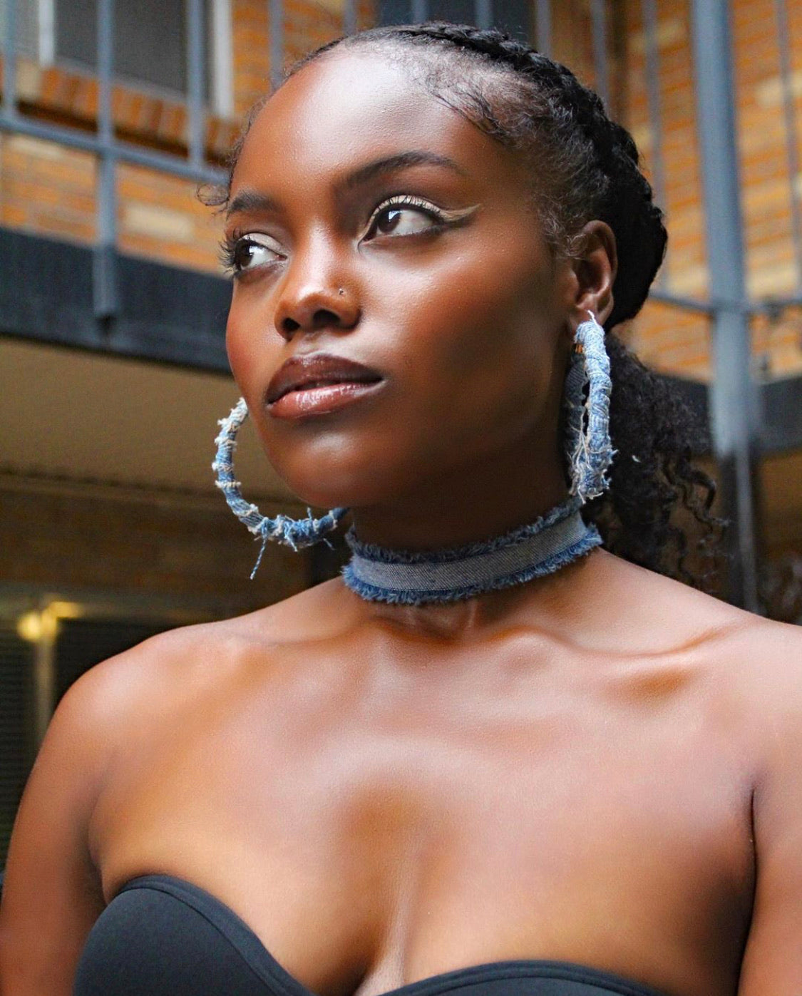 Large denim hoops