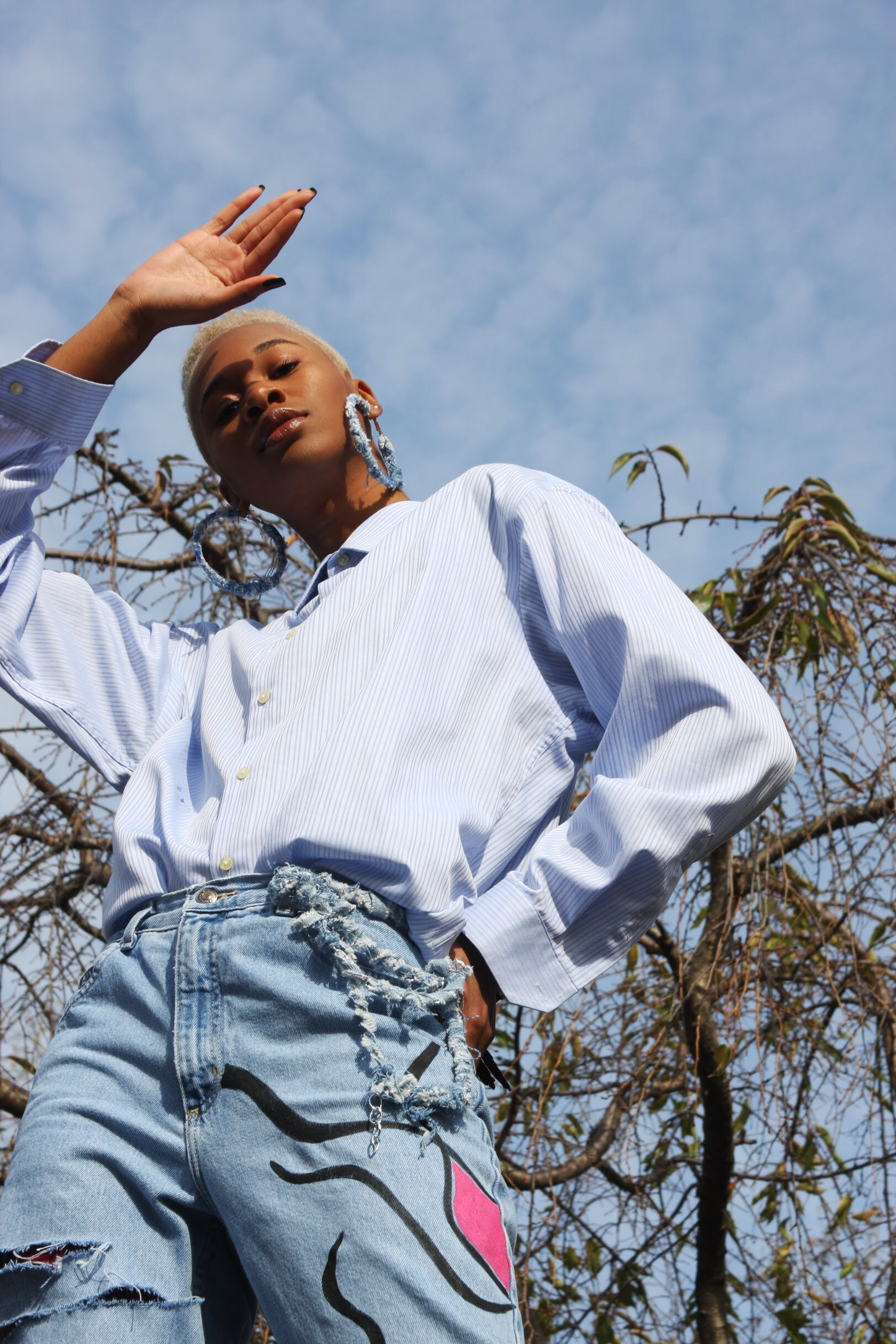 Large denim hoops