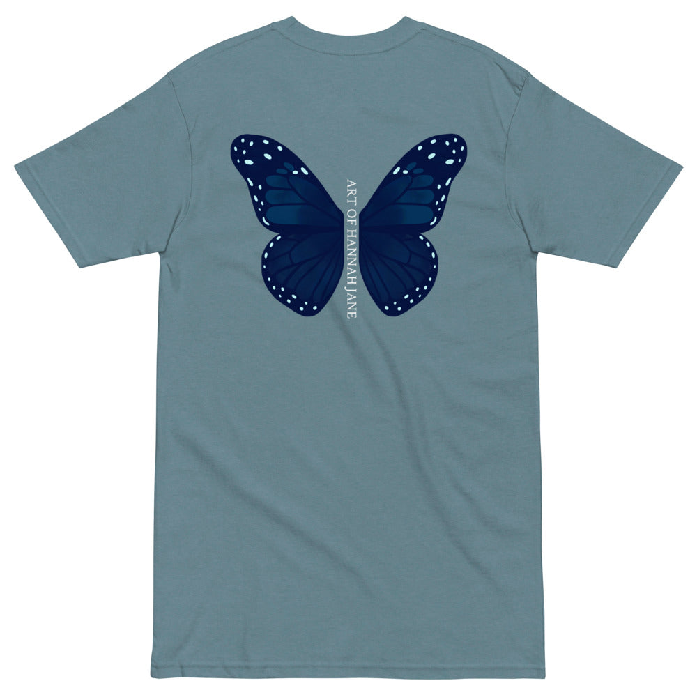 Aqua Butterfly wings premium heavyweight tee