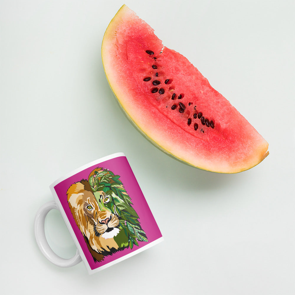 Pink Garden Lion Mug