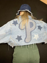Load image into Gallery viewer, Star Philly Cropped Denim Jacket
