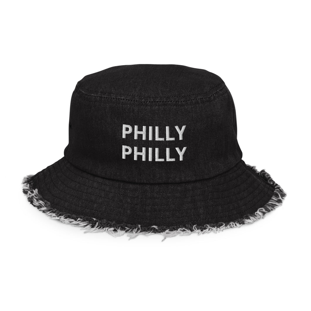 PHILLY PHILLY Distressed denim bucket hat