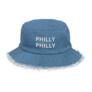 PHILLY PHILLY Distressed denim bucket hat