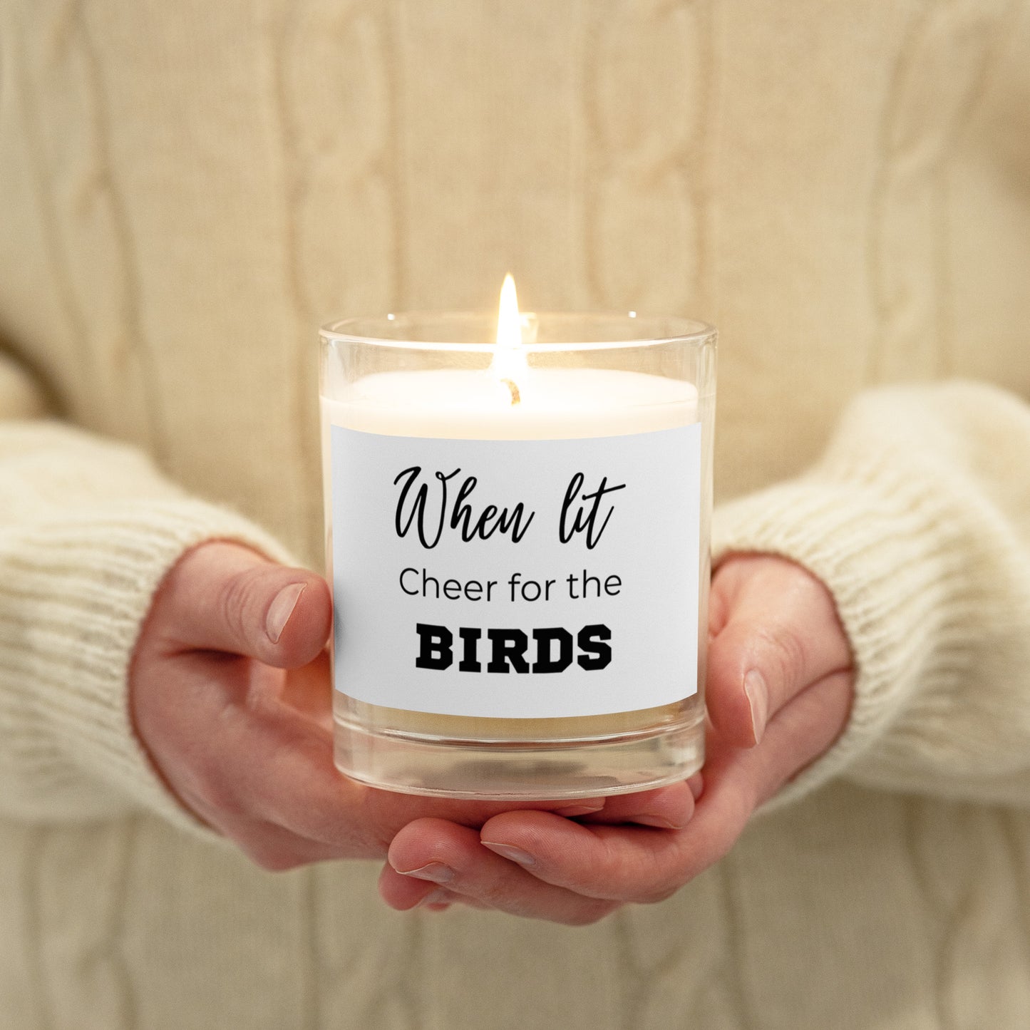 When Lit Cheer for the Birds Glass jar soy wax candle