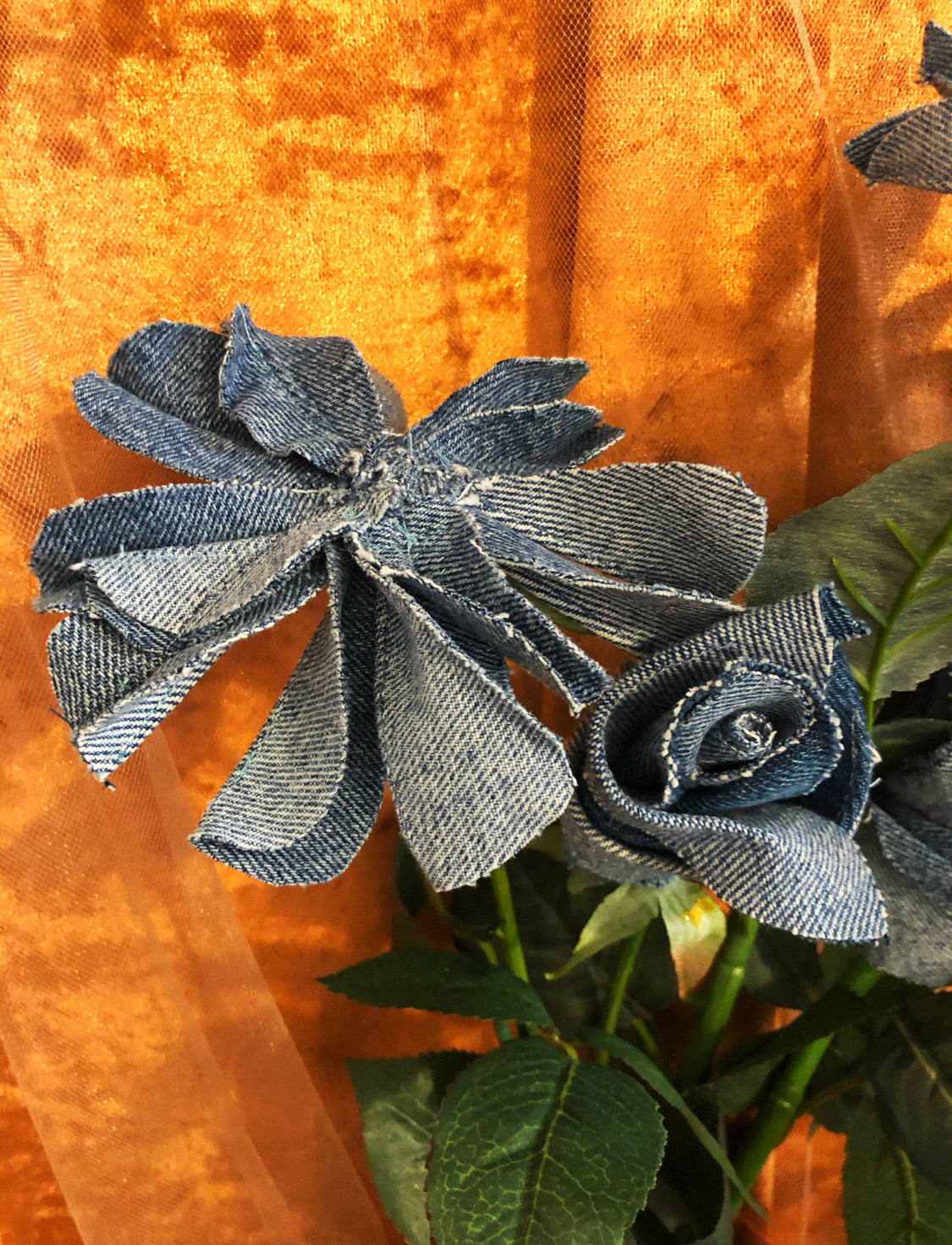 Denim flower bouquets.