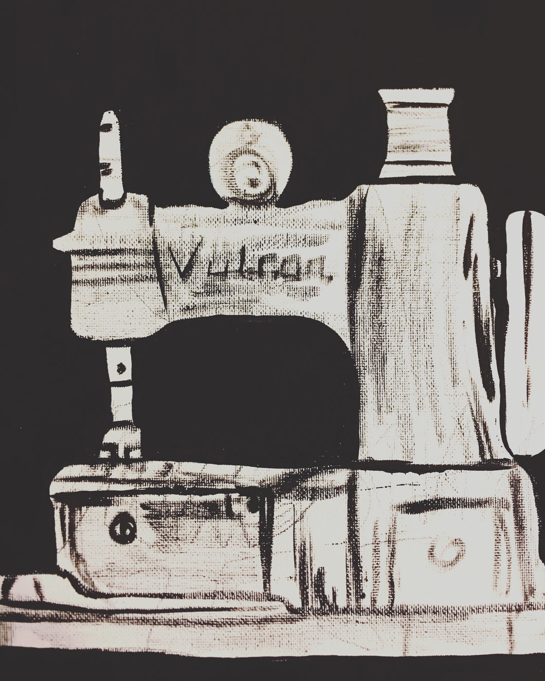 Vintage sewing machine print