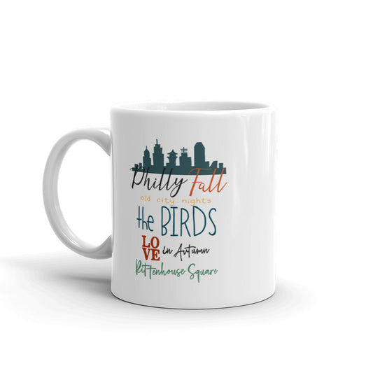 Fall In Philly White glossy mug